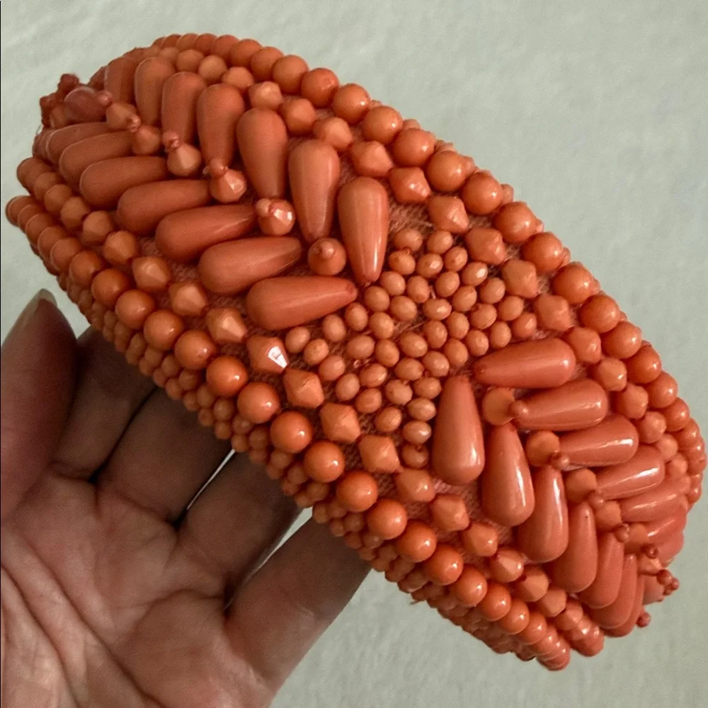 {NWT} Anthropologie | Beaded Puffy Headband Orange (Coral) - Picture 6 of 12